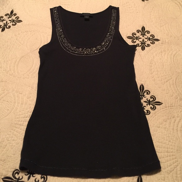 Express Black Tank Top Silver / Black Beads - Picture 1 of 4